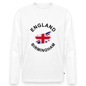 England Birmingham - Männer Premium Bio Langarmshirt - Weiß - Vorne - Nico (187cm)
