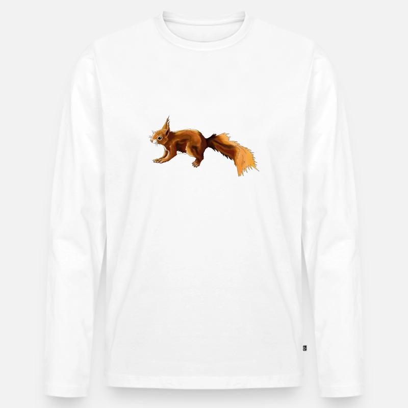 Eichhörnchen 3 - Männer Premium Bio Langarmshirt - Weiß