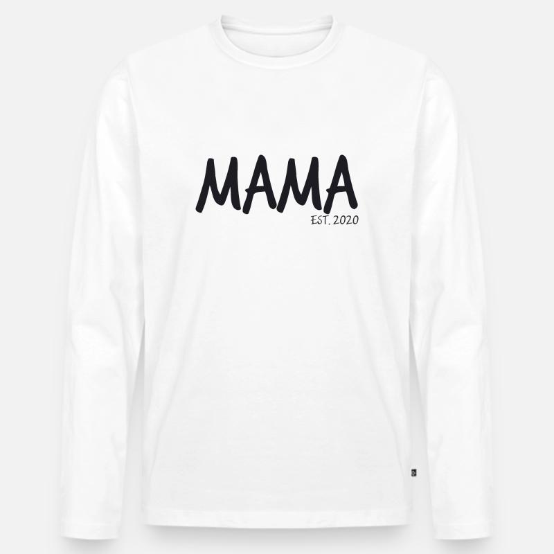 Spruch - Mama EST. 2020 - Männer Premium Bio Langarmshirt - Weiß