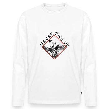 Never Give Up Vélo - T-shirt manches longues Premium bio Homme - blanc - Devant - Nico (187cm)