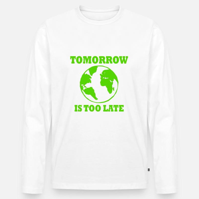 Tomorrow is too late - Männer Premium Bio Langarmshirt - Weiß