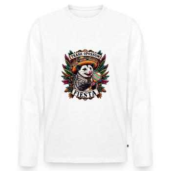 Funny opossum with sombrero and maracas - Men's Premium Organic Long Sleeve Shirt - white - Front - Nico (187cm)
