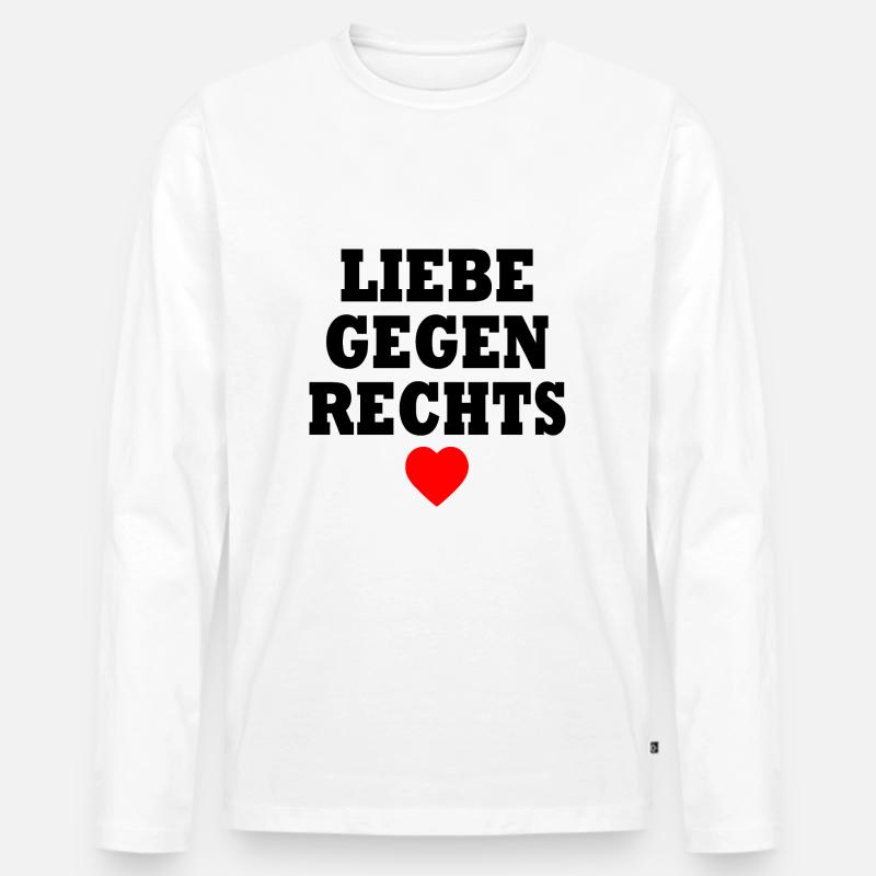 Liebe gegen rechts - Männer Premium Bio Langarmshirt - Weiß
