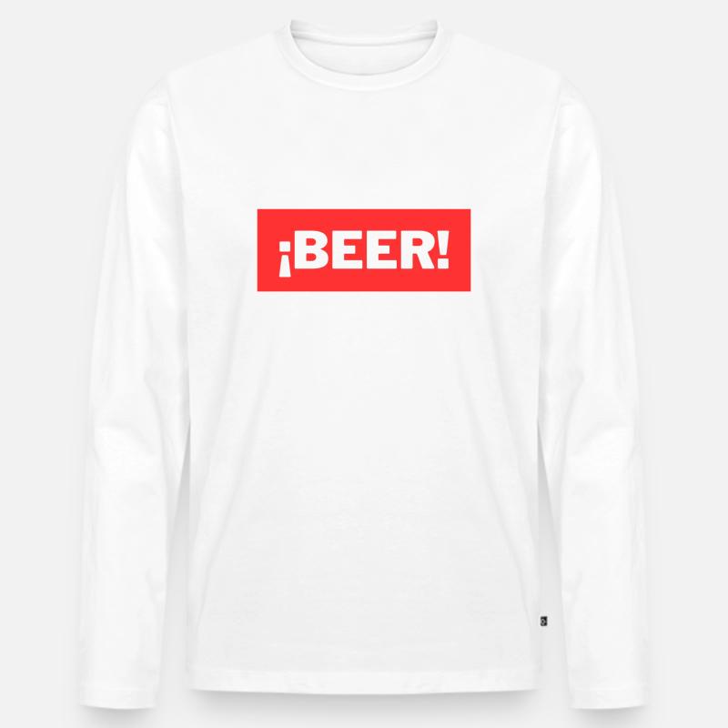 Beer - Männer Premium Bio Langarmshirt - Weiß