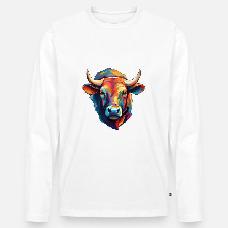 Kuhkopf modern - Männer Premium Bio Langarmshirt - Weiß