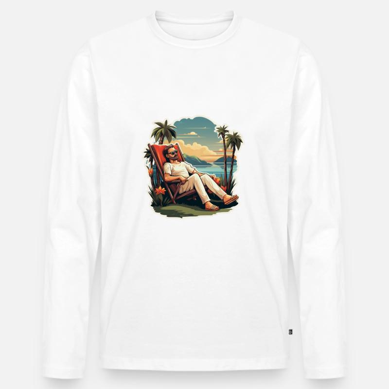 Entspannung Urlaub Mann - Männer Premium Bio Langarmshirt - Weiß