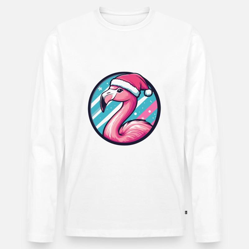 Flamingo Weihnachten X-Mas - Männer Premium Bio Langarmshirt - Weiß