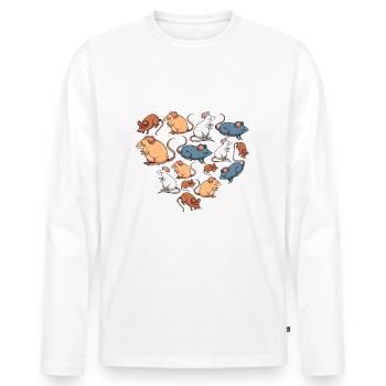 Herz Mäuse Maus - Männer Premium Bio Langarmshirt - Weiß - Vorne - Nico (187cm)