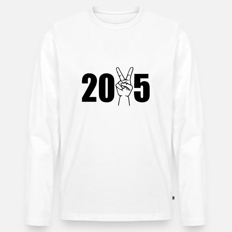 2025 - Männer Premium Bio Langarmshirt - Weiß