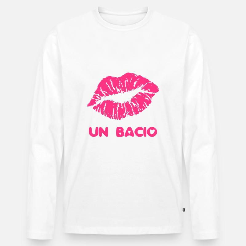 UN BACIO (v) - Männer Premium Bio Langarmshirt - Weiß