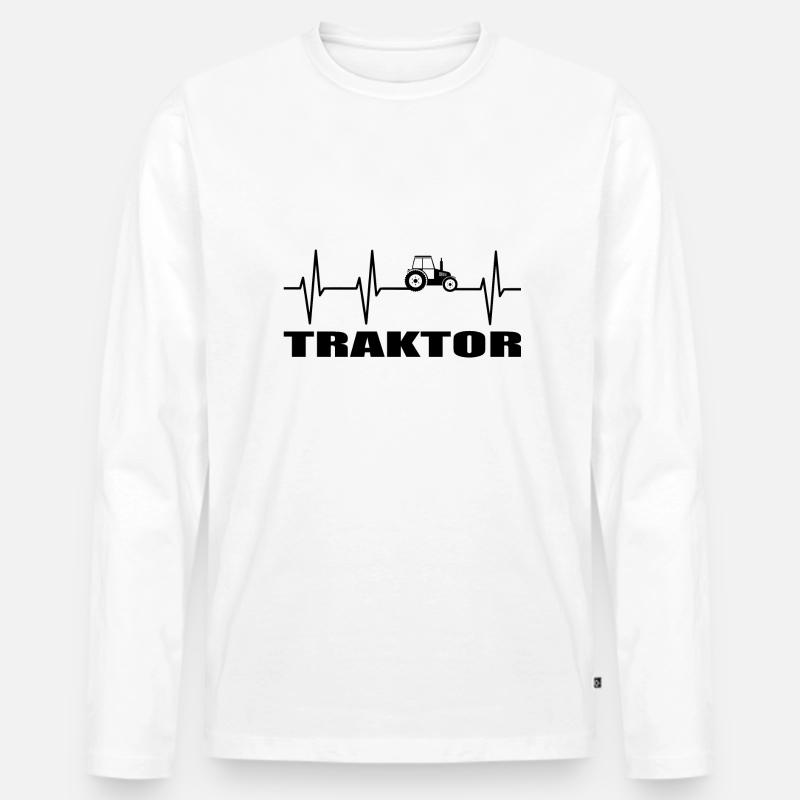 Traktor - Männer Premium Bio Langarmshirt - Weiß