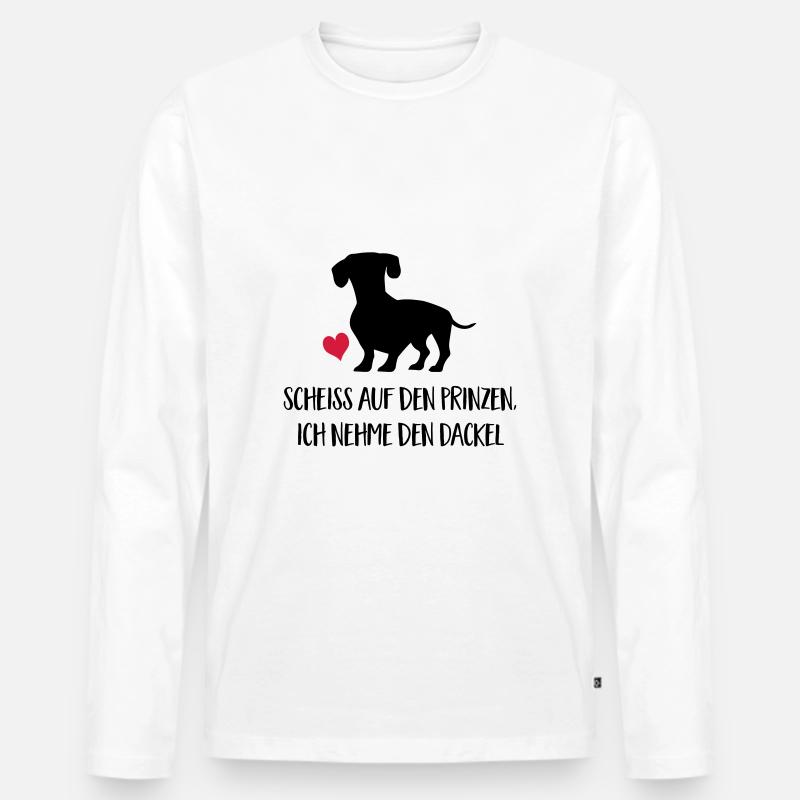 dackel - Männer Premium Bio Langarmshirt - Weiß
