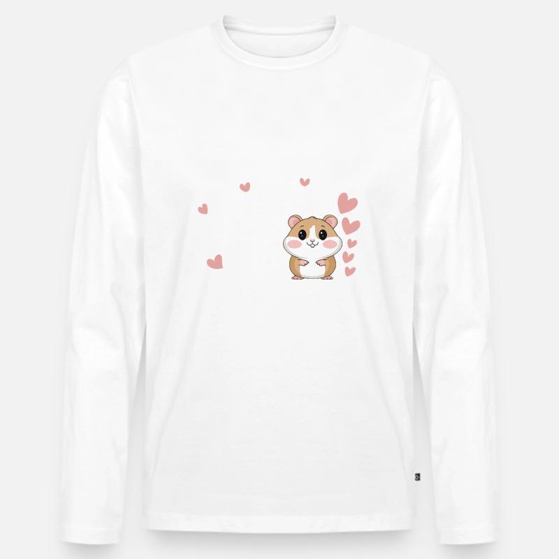 Hamster - Männer Premium Bio Langarmshirt - Weiß