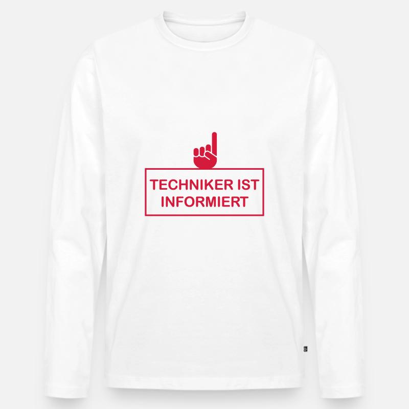 TECHNIKER IST INFORMIERT (v) - Männer Premium Bio Langarmshirt - Weiß