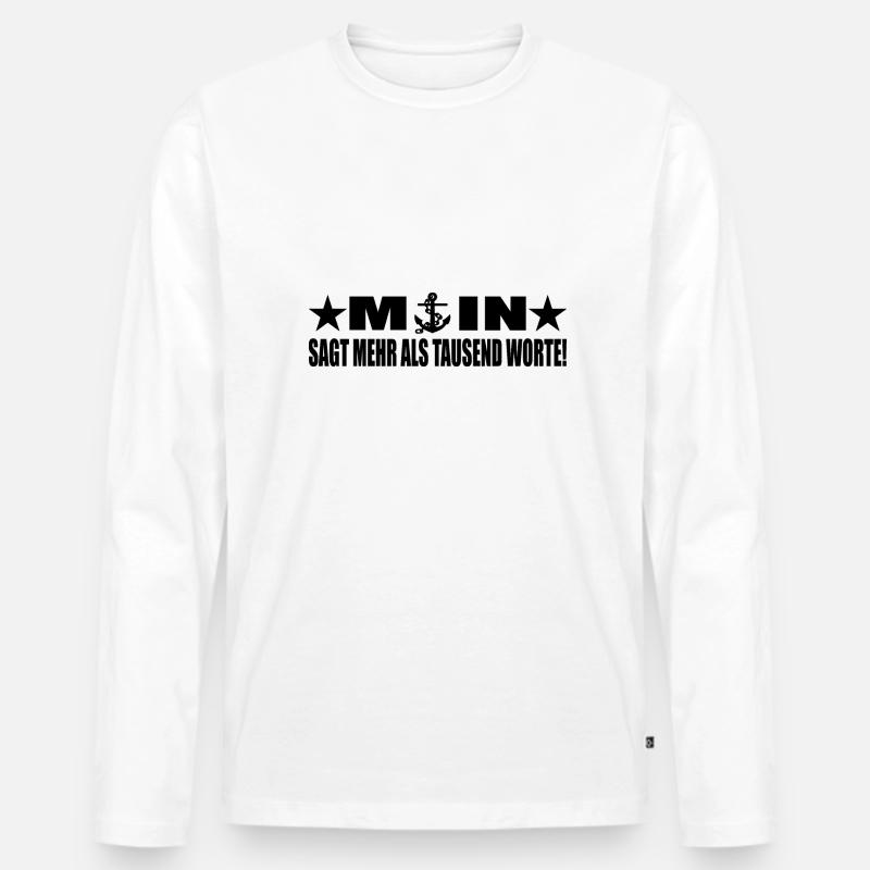 Moin - Männer Premium Bio Langarmshirt - Weiß