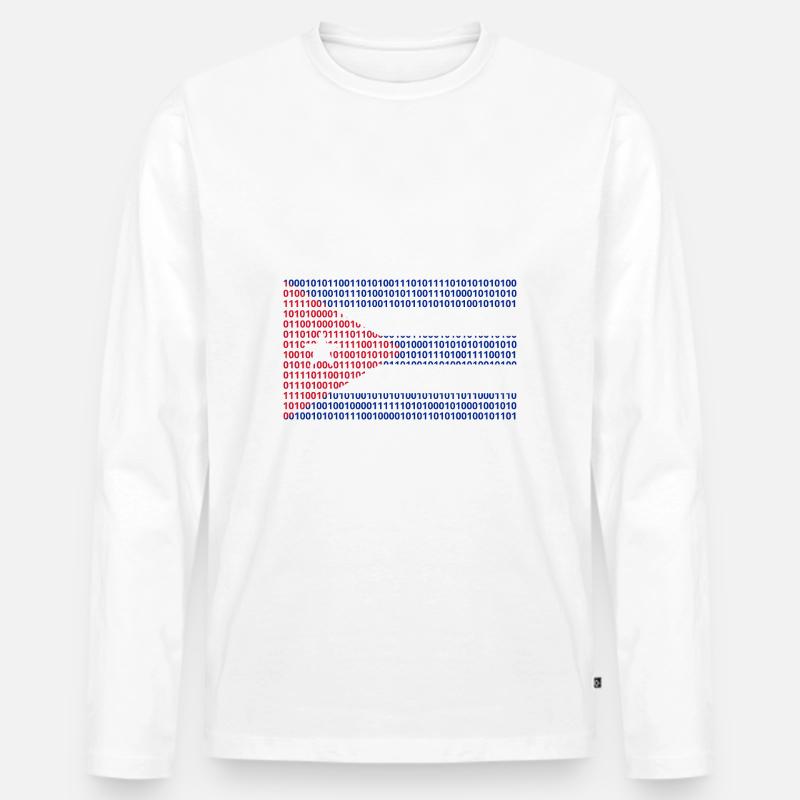 Cuba Flag Binary Code Bit Bytes Binary Computer Science PC Men's Premium Organic Long Sleeve Shirt