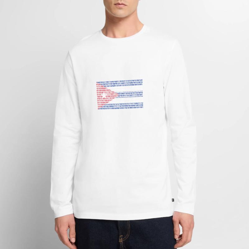 Cuba Flag Binary Code Bit Bytes Binary Computer Science PC Men's Premium Organic Long Sleeve Shirt