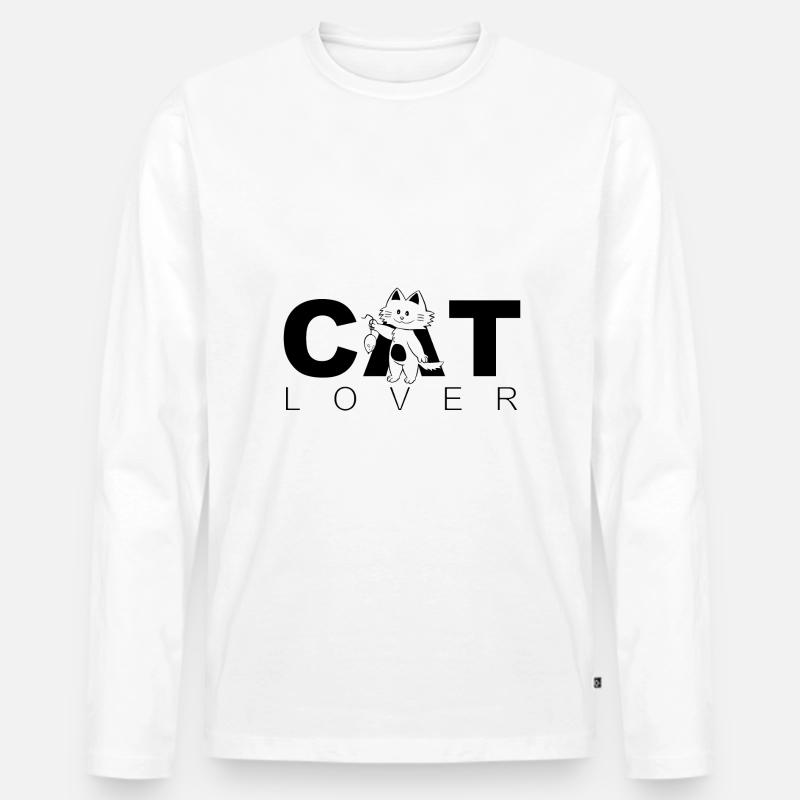 Cat Lover - Männer Premium Bio Langarmshirt - Weiß