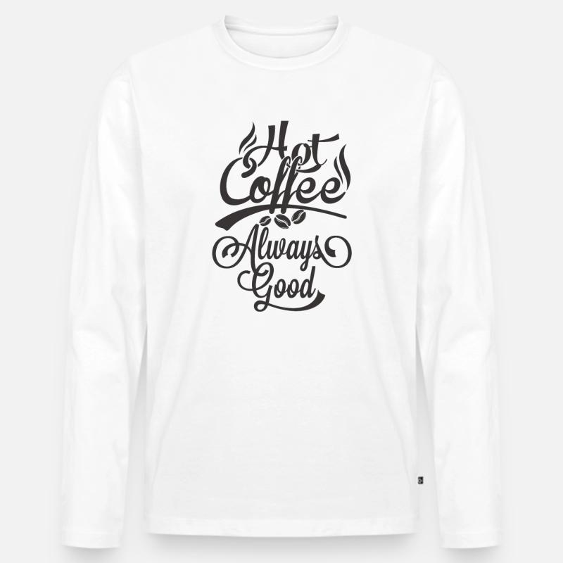 Kaffee - Männer Premium Bio Langarmshirt - Weiß