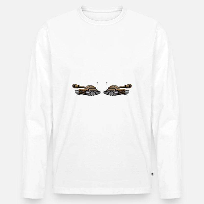 Panzer - Männer Premium Bio Langarmshirt - Weiß