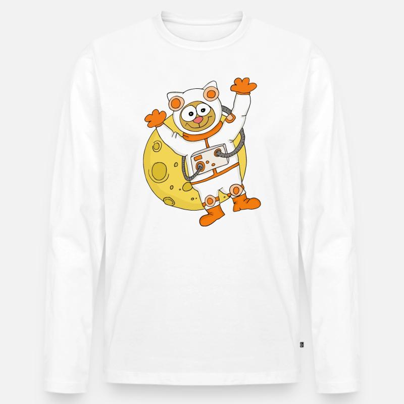Astronautenkatze - Männer Premium Bio Langarmshirt - Weiß