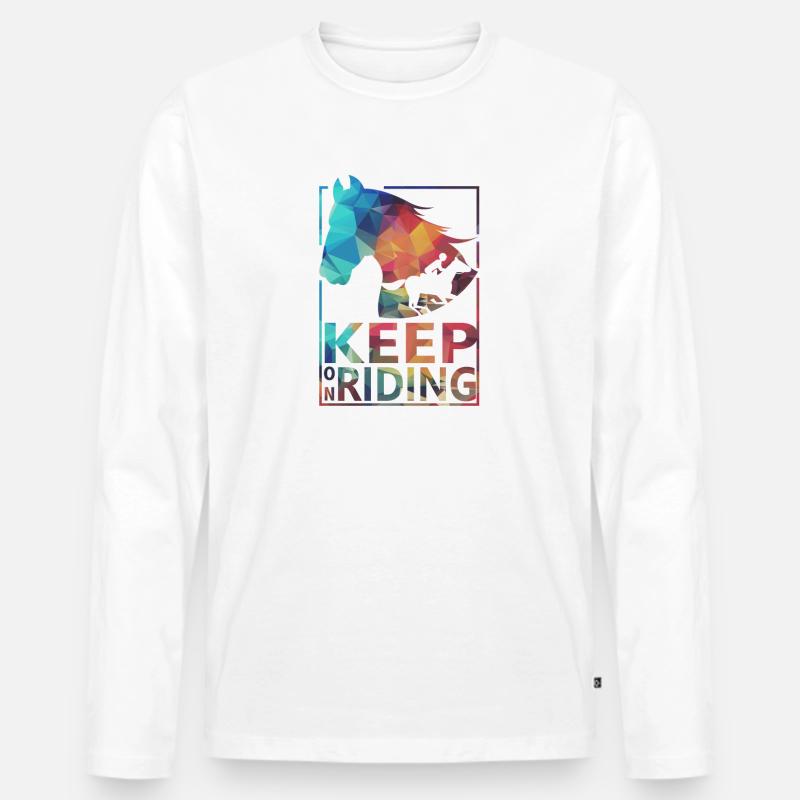 Pferde reiten - Männer Premium Bio Langarmshirt - Weiß
