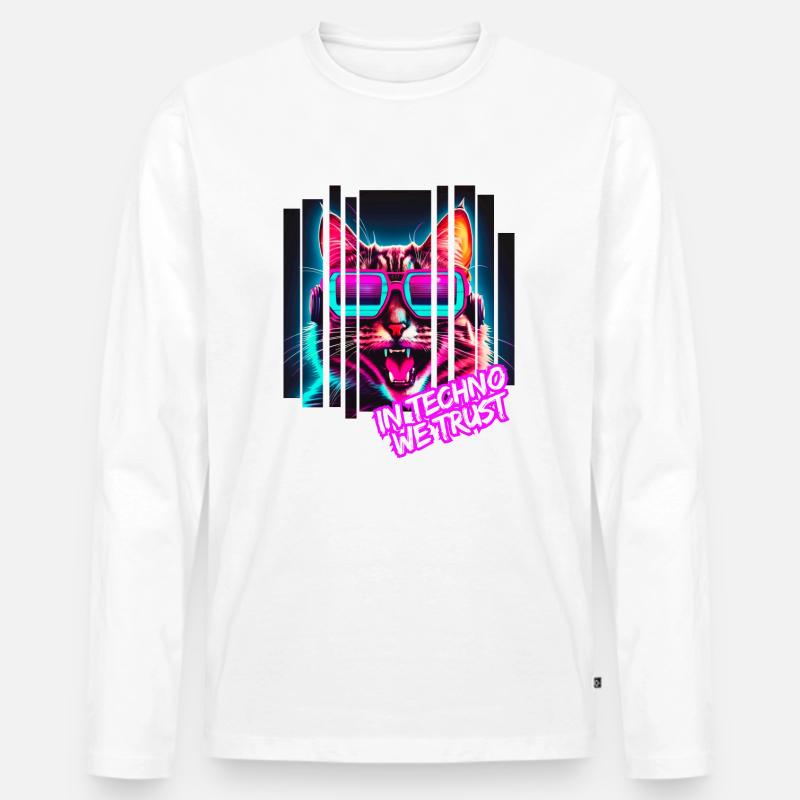 In Techno we trust - Männer Premium Bio Langarmshirt - Weiß