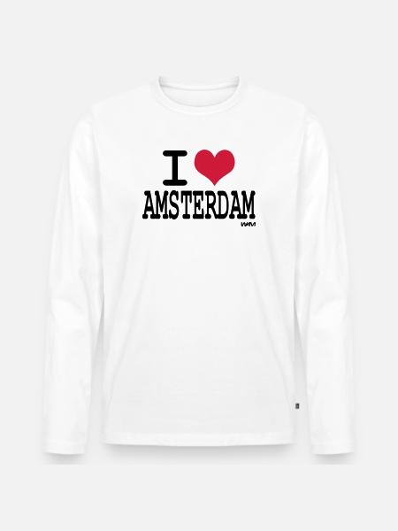 j'aime amsterdam par wam - T-shirt manches longues Premium bio Homme - blanc