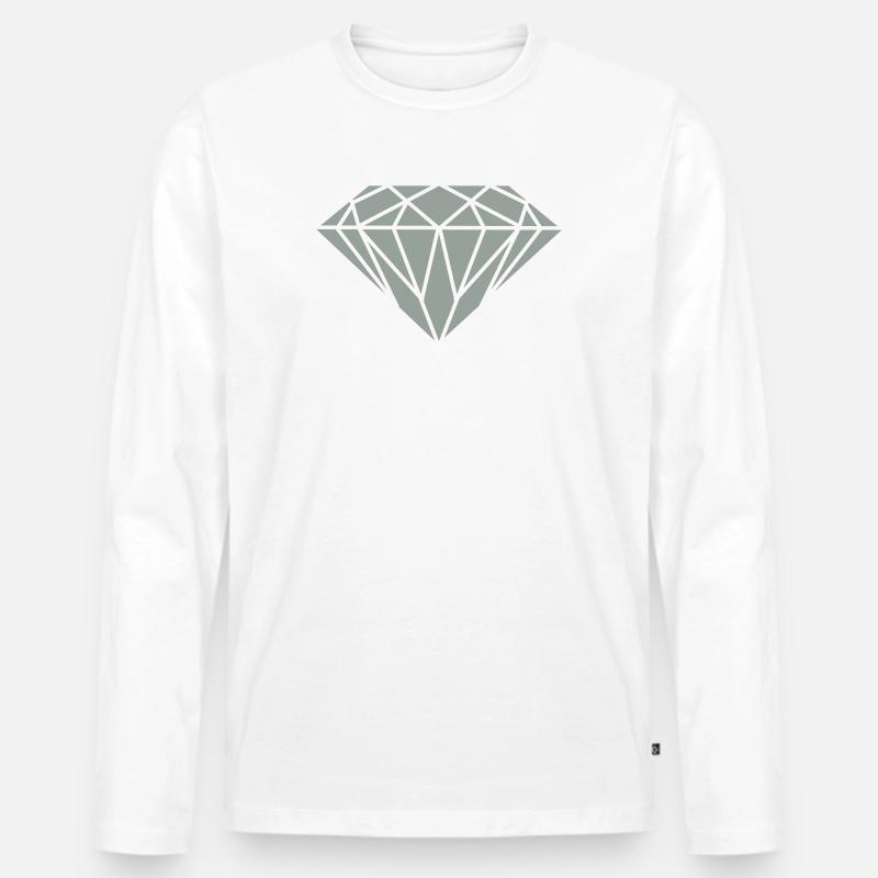 Geometrischer Diamant Linienkunst - Männer Premium Bio Langarmshirt - Weiß
