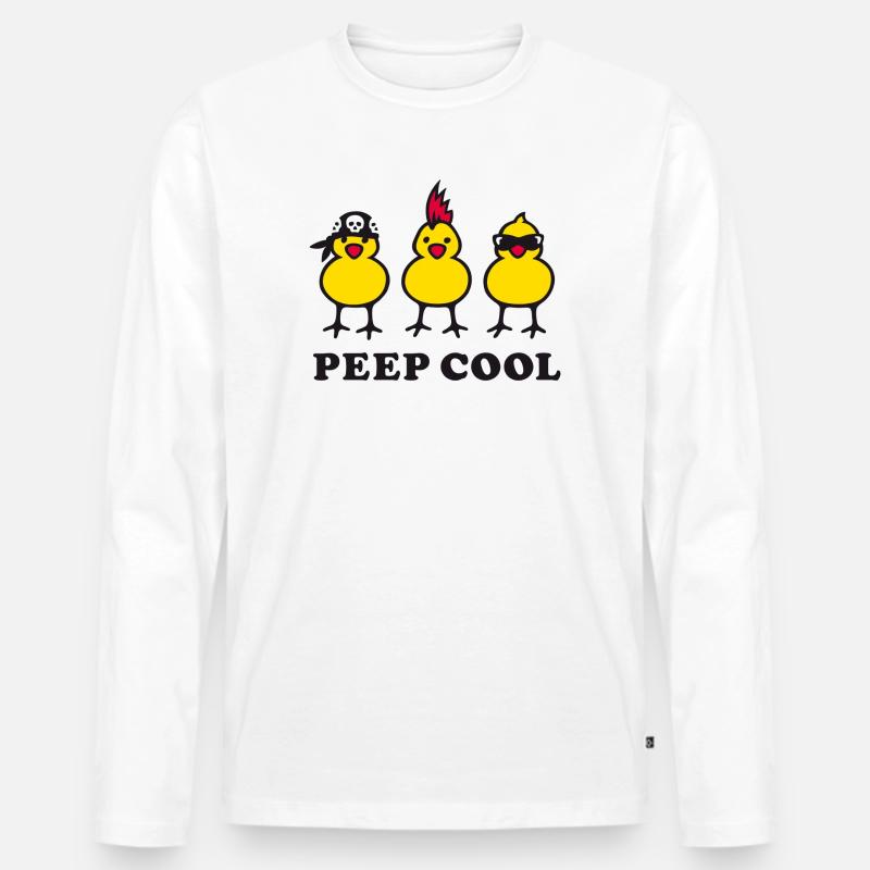 Peep Cool - Männer Premium Bio Langarmshirt - Weiß