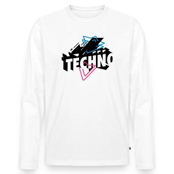 Techno Musique - T-shirt manches longues Premium bio Homme - blanc - Devant - Nico (187cm)