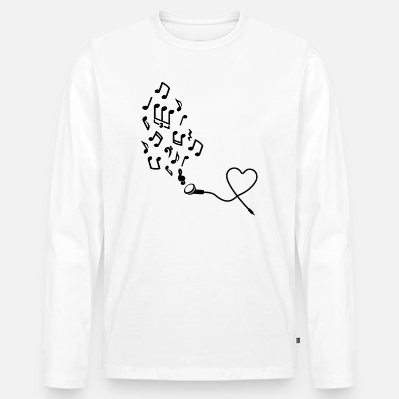 Kopfhörer mit Noten - Männer Premium Bio Langarmshirt - Weiß