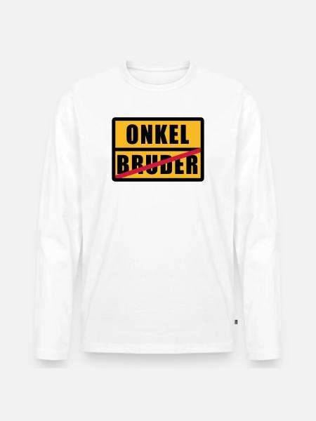 Bruder - Onkel - Männer Premium Bio Langarmshirt - Weiß