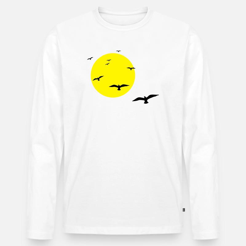 Abendflug - Männer Premium Bio Langarmshirt - Weiß