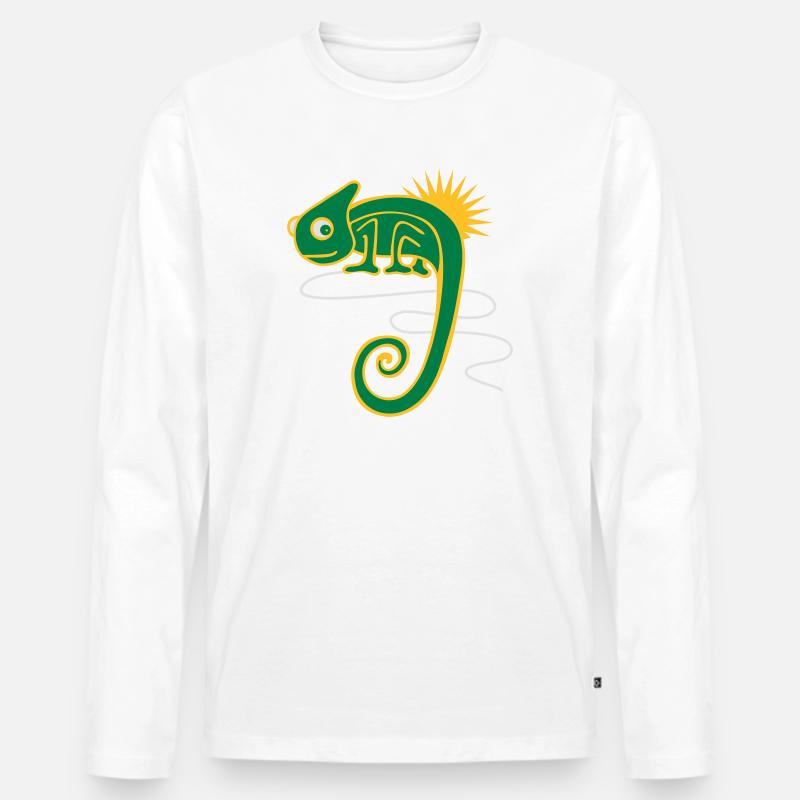 Chamäleon - Männer Premium Bio Langarmshirt - Weiß