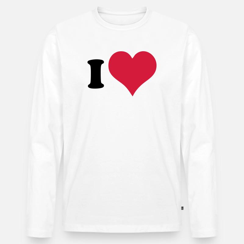 Ich Liebe - Ich Herz - Männer Premium Bio Langarmshirt - Weiß