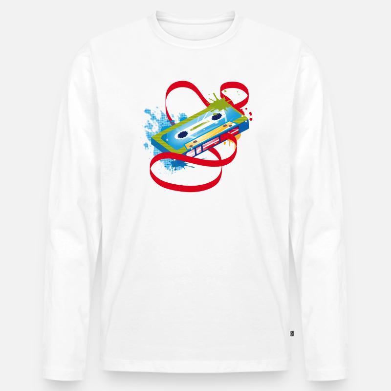 Musikkassette Graffiti - Männer Premium Bio Langarmshirt - Weiß
