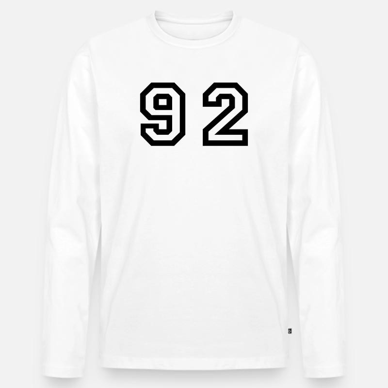 Number - 92 - Ninety Zwei - Männer Premium Bio Langarmshirt - Weiß