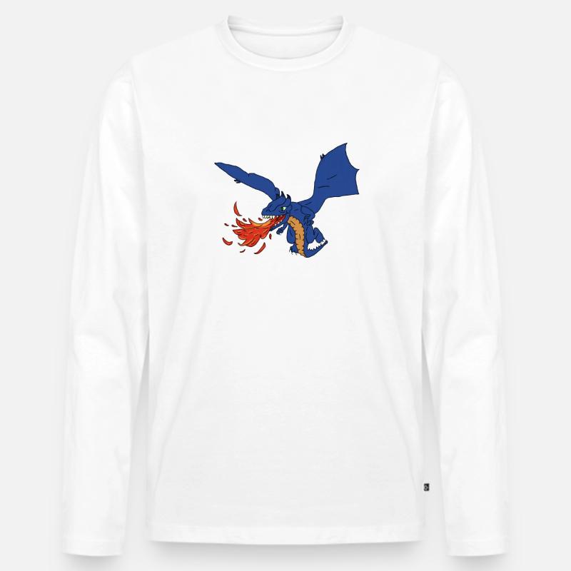 Drache - Männer Premium Bio Langarmshirt - Weiß