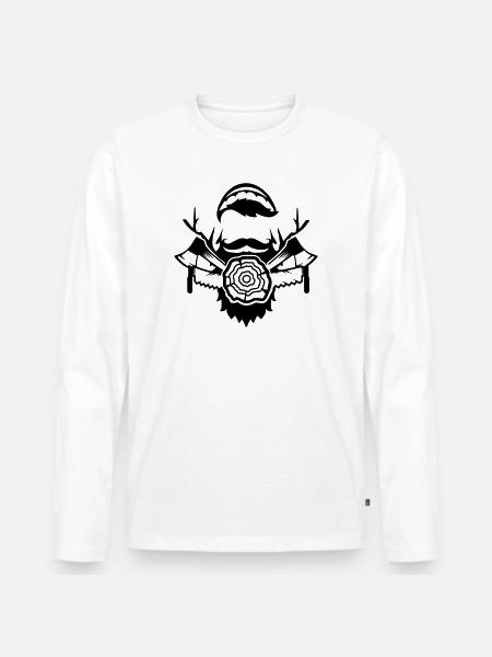 Lumberjack with ax and saw - Men's Premium Organic Long Sleeve Shirt - white