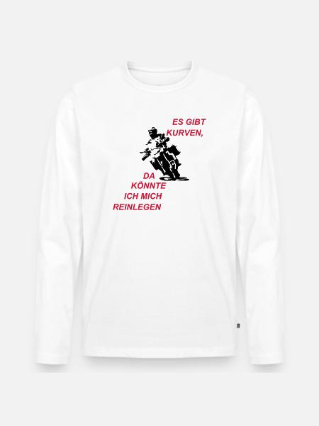 Es gibt Kurven - Männer Premium Bio Langarmshirt - Weiß