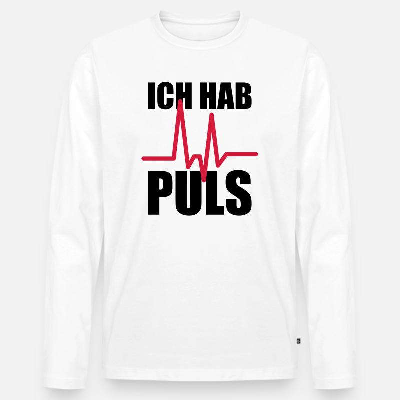 Ich hab Puls - Männer Premium Bio Langarmshirt - Weiß