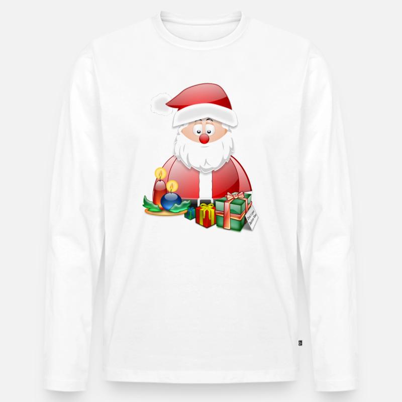Weihnachtsmann und helle Geschenke - Männer Premium Bio Langarmshirt - Weiß
