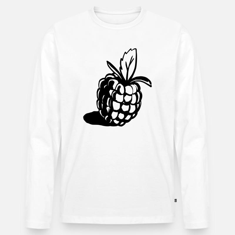 Himbeere Design klassisch - Männer Premium Bio Langarmshirt - Weiß