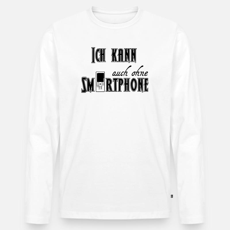 Ohne Smartphone Geschenk - Männer Premium Bio Langarmshirt - Weiß