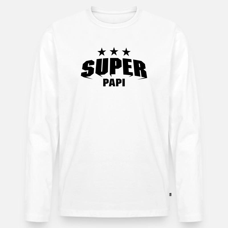 Super Papi - Männer Premium Bio Langarmshirt - Weiß