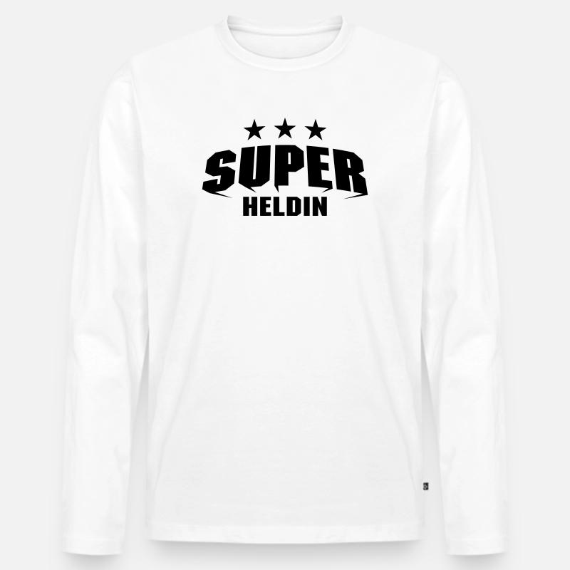 Super Heldin - Männer Premium Bio Langarmshirt - Weiß
