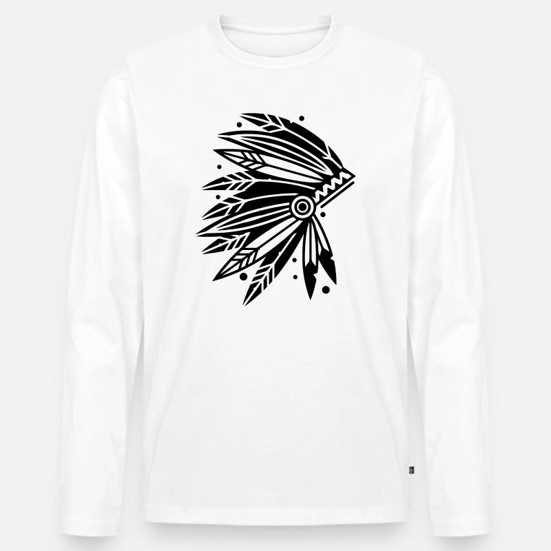 Kopfschmuck Häuptling - Männer Premium Bio Langarmshirt - Weiß