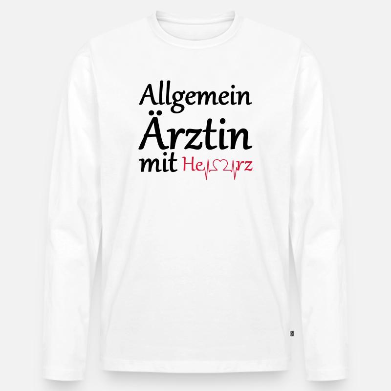 Allgemeinärztin mit Herz Geschenk - Männer Premium Bio Langarmshirt - Weiß