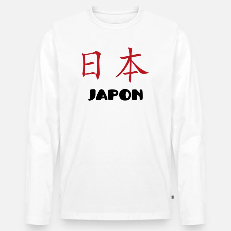 japans - Männer Premium Bio Langarmshirt - Weiß
